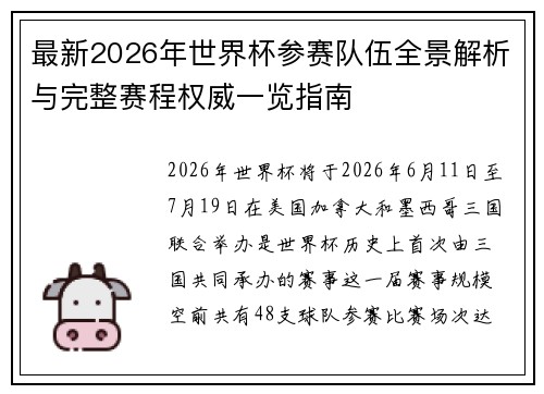 最新2026年世界杯参赛队伍全景解析与完整赛程权威一览指南 最新2026年世界杯参赛队伍全景解析与完整赛程权威一览指南